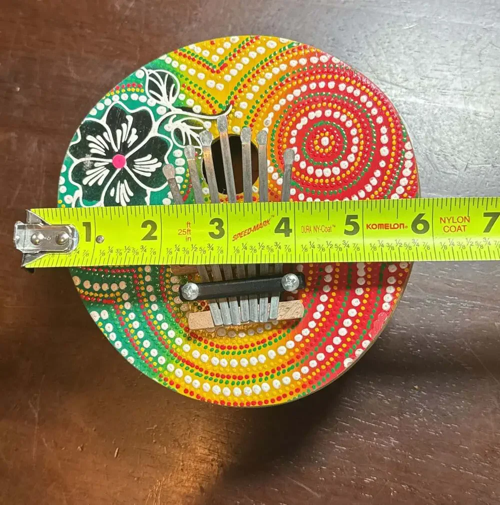 7-Key Kalimba Hand-Painted Coconut Shell Thumb Piano Floral Design 6”